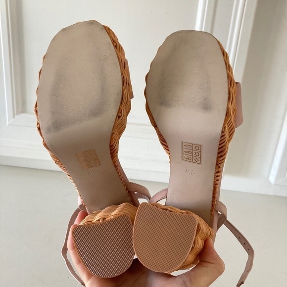 NWOT Jeffery Campbell Anthropologie Platform Pink Leather Basket Heels - Picture 8 of 9